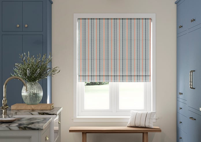 Emily Bond Cornish Stripe, Blue Multi - Twist&Fit Roman Blind - Image 3